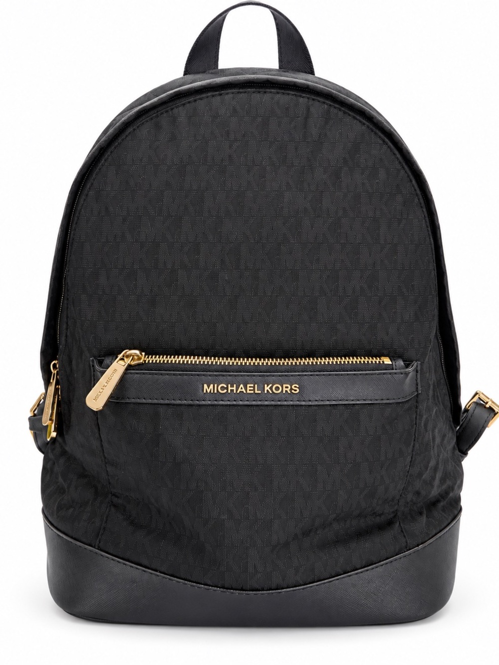 Michael Kors Black Signature Logo Nylon Backpack Gold Hardware